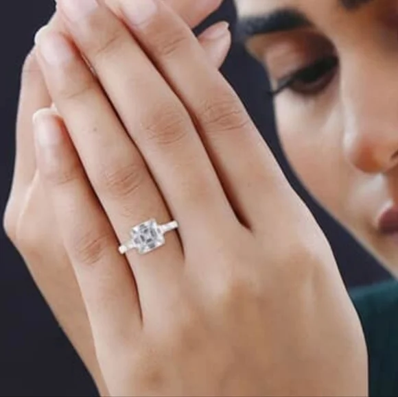 Lustro Stella Finest CZ Ring in Platinum over Sterling Silver Sz 9! - Picture 10 of 12